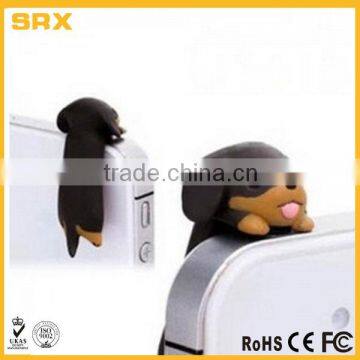 3.5mm plastic dog dust plug for custom,custom cute plastic phone anti dust plugs