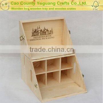 Hot Professional Vintage 6 bottle wood wine box