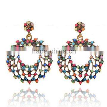 Round flower jewelry alloy plating Hollow out garland drop earrings for women X92