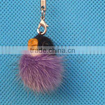 Natural Raccoon Fur Pom Poms Fox Tails Wholesale White