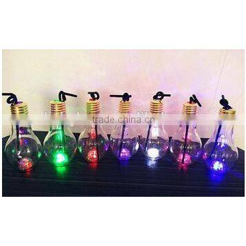 Lighting lamp bulb shape with screw cap and straw for milk, juice, soft drinks etc