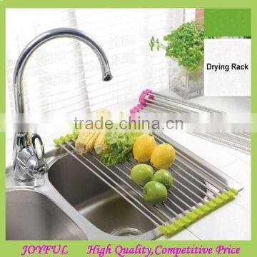 Foldable Stainless Steel Dish Drainer Drying Rack for Kitchen