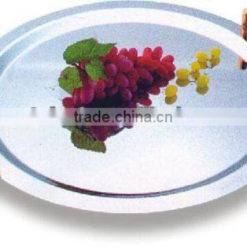 stainless steel Round mirror tray with stackable golden silver handle