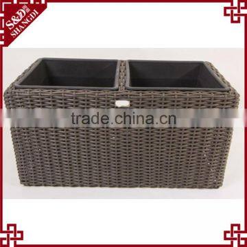 S&D Garden Furniture Hand Made Plant Pot Rectangle Wicker Rattanlarge Size Plastic Flower Pot photo-2