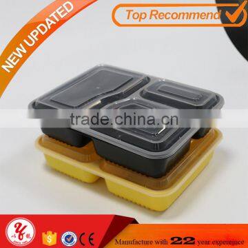 Black 3 divided microwavable safe storage plastic food containers