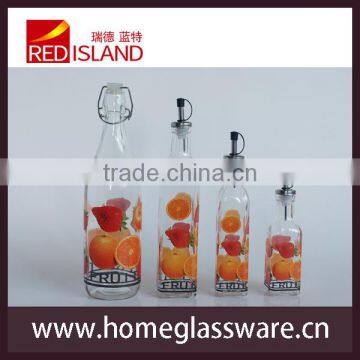 Square Glass Dispenser for Oil and Vinegar With Stopper photo-2