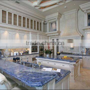 2015 NEW ARRIVAL American/Victorian Style Solid Wood Kitchen Cabinet with blue counter top