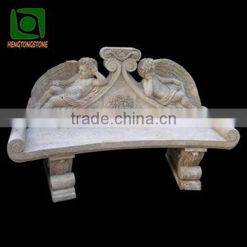 Yellow Travertine Garden Bench with Angel