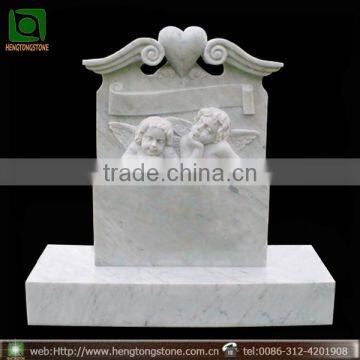 White Marble Carved Angel Cemetery Monument