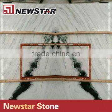 New black veins panda white marble book match white marble slab