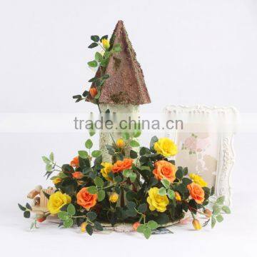 European Style Decoration Cottage Potted Silk Flowers Home Artificial Bonsai Roses photo-2