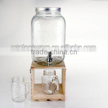 Huge Glass Mason Jar With Tap With Wooden Stand photo-2