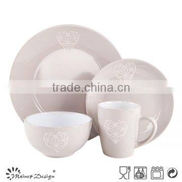 China Ceramic Diamond Heart Emboss Dinnerware Set photo-3