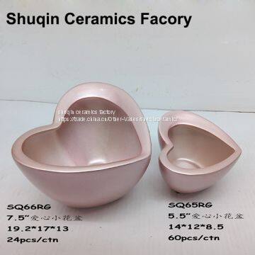 Succlentsshuqin Ceramics Factory Flower Pot Heart Shape Flower Pot Painting Dolomite Flower Pot