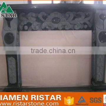 For sale natural carving black granite fireplace surround mantel RST-FP-K002