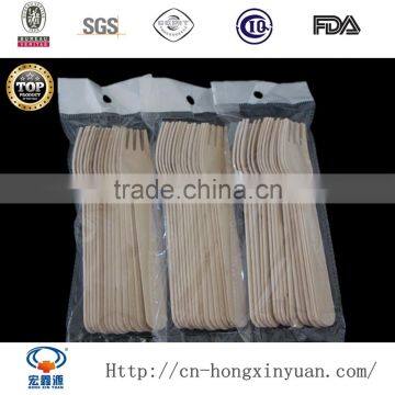 Stocked 100% Natural Birch Material Disposable Wooden Cutlery Set photo-5