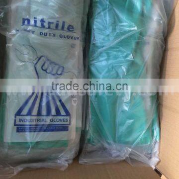 Green Nitrile Industry Glove With Flock Lined Straight Cuff photo-4