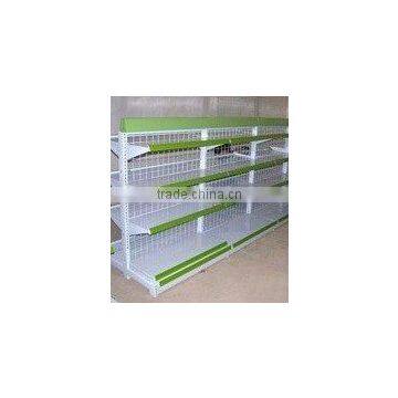 double-side supermarket shelf with webbing back