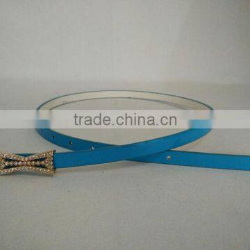 Wholesale Colourful Rhinestone Paved Alloy Buckle Sex Women Lady Thin PU Waist Belt photo-4