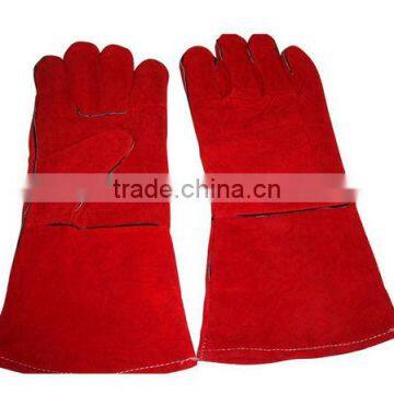 14 inch Red cow split leather welding working gloves, welding gloves,safety gloves from Guangzhou factory