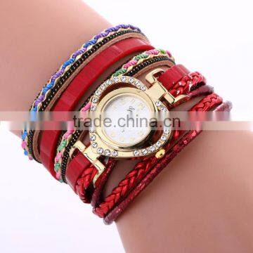 2017 Vogue Women Velvet Wrap Around Heart Bracelet Watch Wrist Watches for Girl photo-2