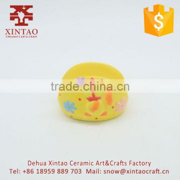 Decorative ceramic table yellow chicken shaped napkin holder for sale