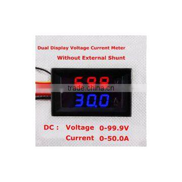 Dual LED Digital Voltmeter Ammeter DC0-100V (0-50A) Red + blue