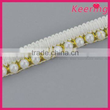 Hot sale white pearl trim for garment accessory WTPE-034