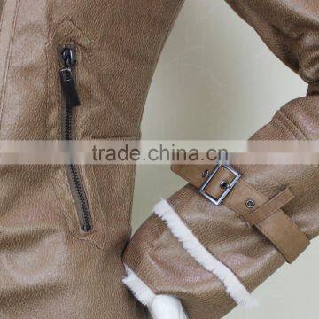 Latest Design Softshell Pu Leather Woman Winter Jacket photo-4