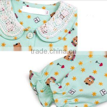 New Design 100% Cotton Pajama Sleepwear for Children,flower Printing Fabric for Pajama Children photo-4