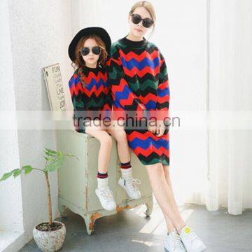 Wholesale Matching Clothes Mother and Daughter Girls Wave Pattern Knitt Dress photo-5