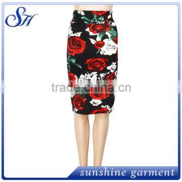 New trendy girls printed flowers cheap skirt