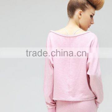 2016 Fashion Spring Sets Thin Fleece/new Sport Loose Bomber Pull Over Fleece/big Collar Pink Rose Fleece photo-4