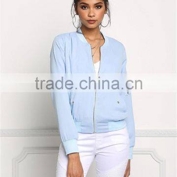 MGOO Custom New Designs 100% Polyester Custom Jackets Women Sky Blue Padded Coat Muslim Fit Fashion Tops photo-2