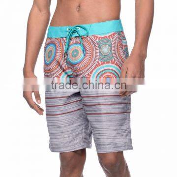 20 Inch Board Shorts With Custom Circle Print Pattern Hook And Loop Fastener Pocket Drainage Eyelets Shorts 100% Polyester photo-3
