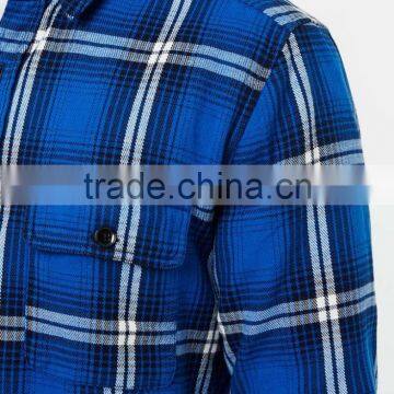 Custom Blue off Mens Plaid Shirts 100% Cotton Soft Shirt OEM photo-4