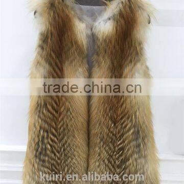 2016 New Arrival Genuine Natural Twill Furs Gilet Real Silver Fox Fur Jacket Vest Women Furs Outerwear Waistcoat photo-5
