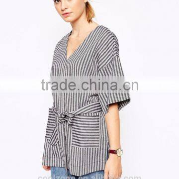 100% Cotton New Arrial China Wholesale Belted T-Shirt Women Custom t Shirt photo-1