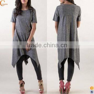 Custom super longline t shirt with asymmetric hem