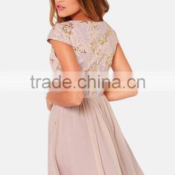 China Supplier Woman Dress Cap Sleeves Sequined Woman Dress Fashion 2015 photo-4