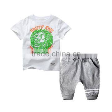 Wholesale Summer Cotton Printing Boys Kids Clothes Clothing Set photo-3