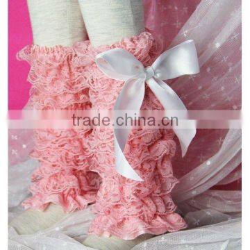 Light Pink Lace Petti Warmers with White Bow LM6B7