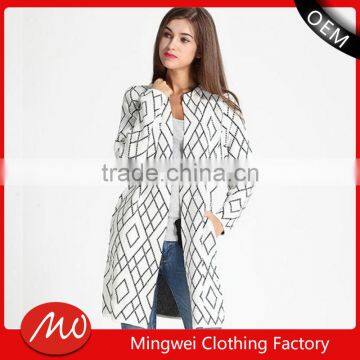 2017 Ladies fancy Argyle long cardigan handmade sweater knitting pattern with pocket