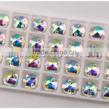 14mm 16mm Decorative Round Clear Glass Crystal Button Sew on Stones photo-2