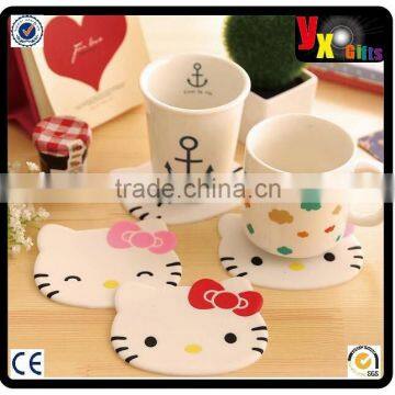 Hello Kitty pvc cup coaster/cup mat/soft pvc drinking coaster