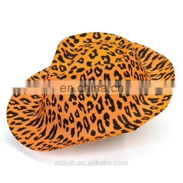 MH-2125 Party kit PVC Plastic Orange leopard imprinted Fedora Cowboy Hat