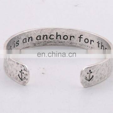 Hammered vintage hope is an anchor for the soul cuff bracelet