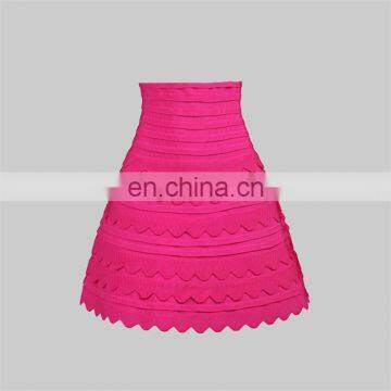 fashion women divided fuchsia one piece wrap skirt