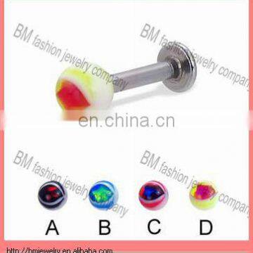 Cool fashion eye shaped ball acrylic lip labret rings body piercing jewelry