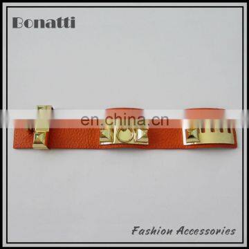 real leather bracelet with metal wire fashion leather bracelet